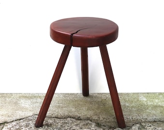 French wabi sabi wood tripod stool, 1970s / plant stand, furniture, country cottage home decor