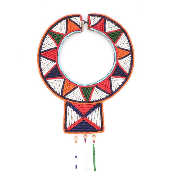 Collier de mariage Massai en perles de verre, années 80 / Afrique, décor mural coloré