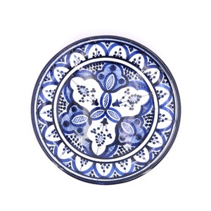 Moroccan blue and white wall ceramic plate, Safi 1980s / folk, Morocco, dish, bowl, hanging decor