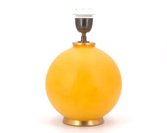 French spheric orange and golden ceramic table lamp by Robert Kostka, 1990s / vintage, nineties