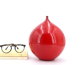 Large Belgian red ceramic vase, 1960s / modernist, mid century modern, lampecco, amphora, perignem, paco