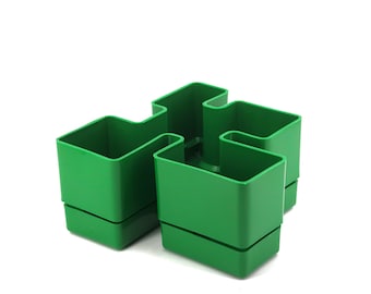 Petite jardinière Vastill verte en plastique, design Michael McCann, années 70 / bac à plante, cache pot, bac riviera, Italie