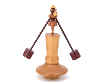 Wood desk seesaw sculpture : sailor smoking a pipe, 1970s / balance, balancing, pendulum, vintage, mobile stabile, kinetic