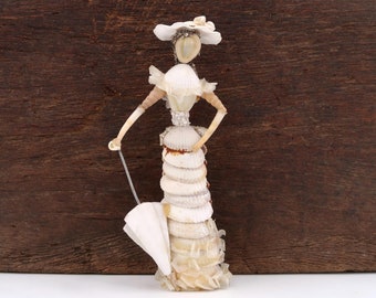 GALLET CREATION DEPOSEE Muschelfigur, 1960er Jahre / Vintage Souvenir, Puppe, Strand