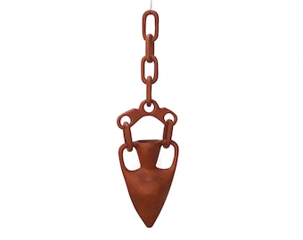 Vintage Hanging Wooden Vase With Chain, 1970s / Amphora Wall Decor, Boho Home Decor, Wooden Wall Sculpture