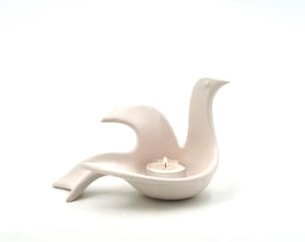 Bougeoir photophore : "colombe de la paix" de Jonathan Adler pour Partylite en céramique blanche