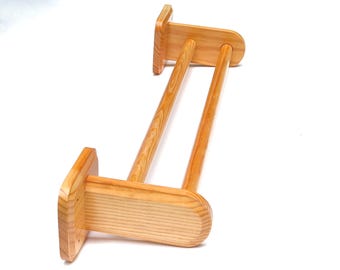French wall pin wood towels holder, 1970s / wooden bathroom, kitchen, mountain, country, cottage