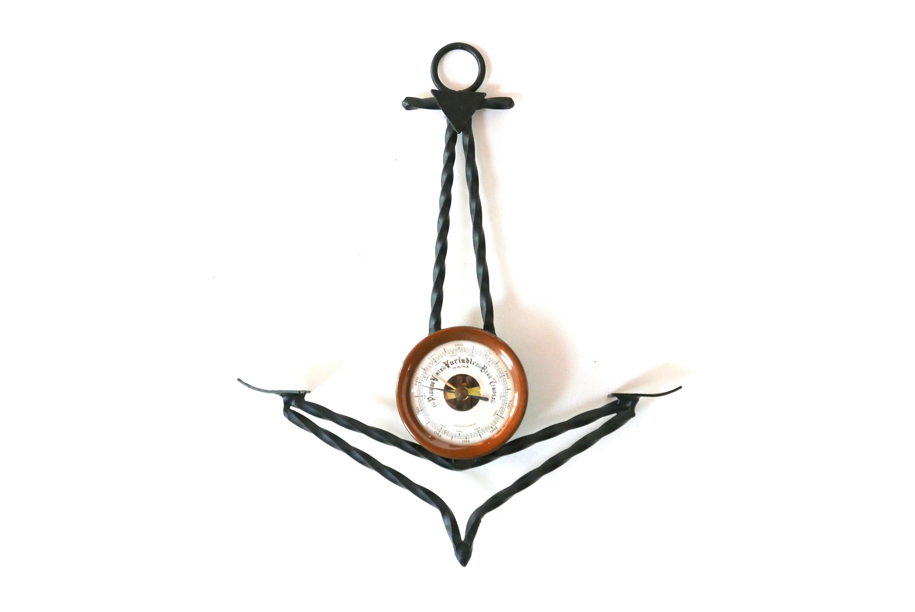 Baromètre Mural en Forme d'ancre, Années 50/1950 Vintage Météorologie Marine Marin Mer Ocean