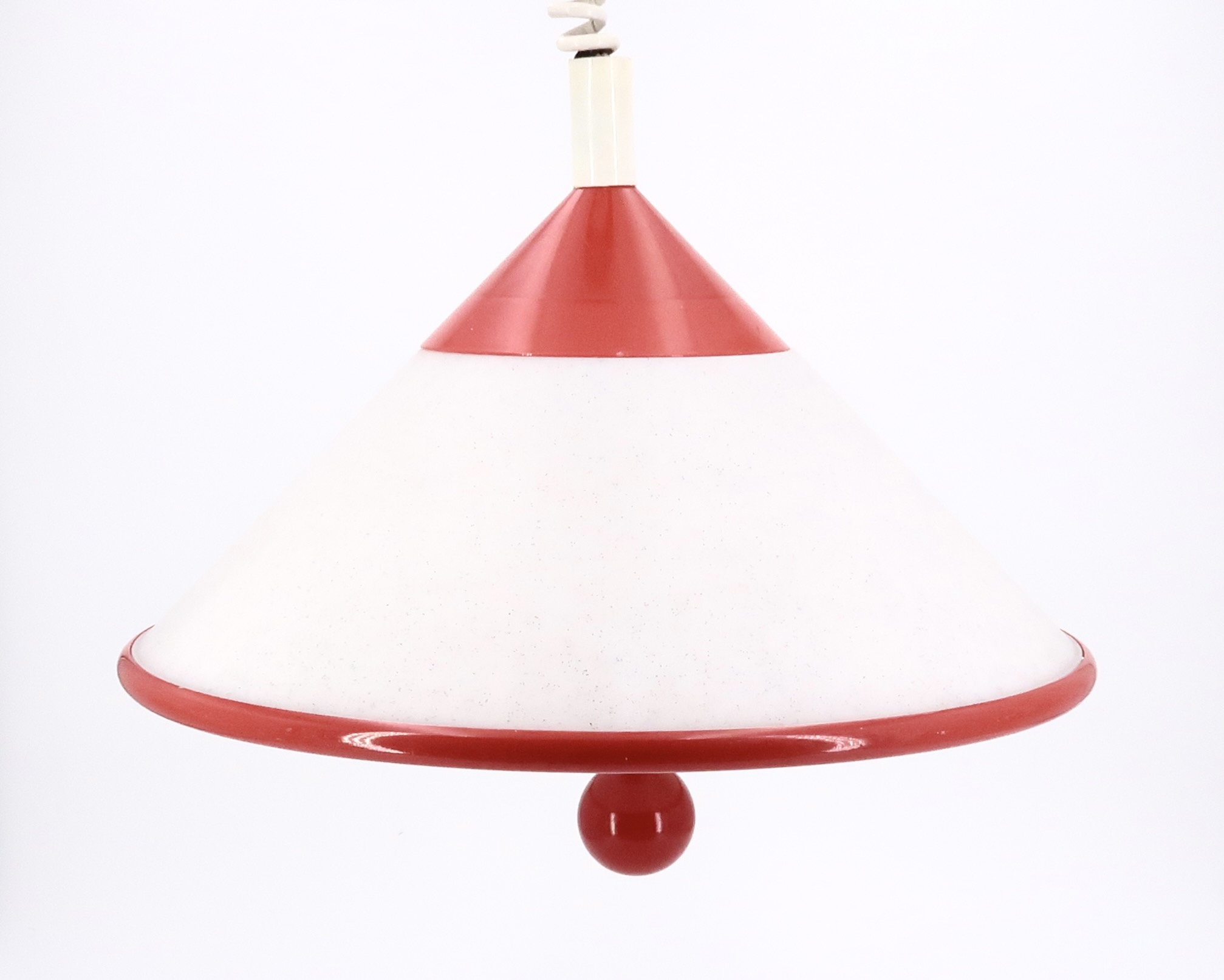 Plastic red and white pendant light, Up Down, 1980s / lamp lighting light, kitchen, vintage, eighties