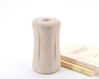 Carved stone vase sculpture, 1970s / bohemian and folk decor, boho chic, primitive, tribal