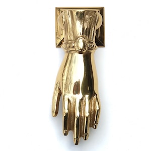 Brass door knocker hand, 1950s / door knob, handle, lucky charm, boho chic, folk, sculpture