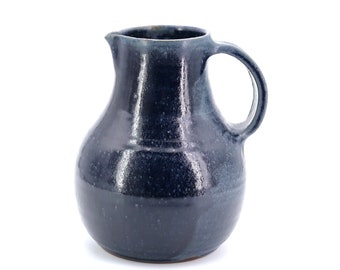 HUGE French dark blue ceramic pitcher by Jeanne and Norbert Pierlot, Ratilly France, 1960s / boho chic, country, farmhouse, cottage, rustic