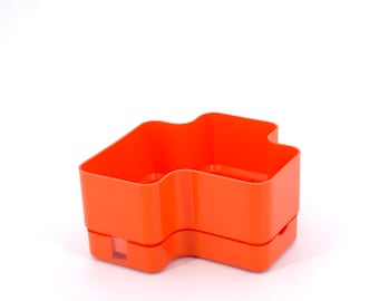 Small Vastill plastic planter with water tank by Michael McCann, 1970s / orange, plant cactus, italian design