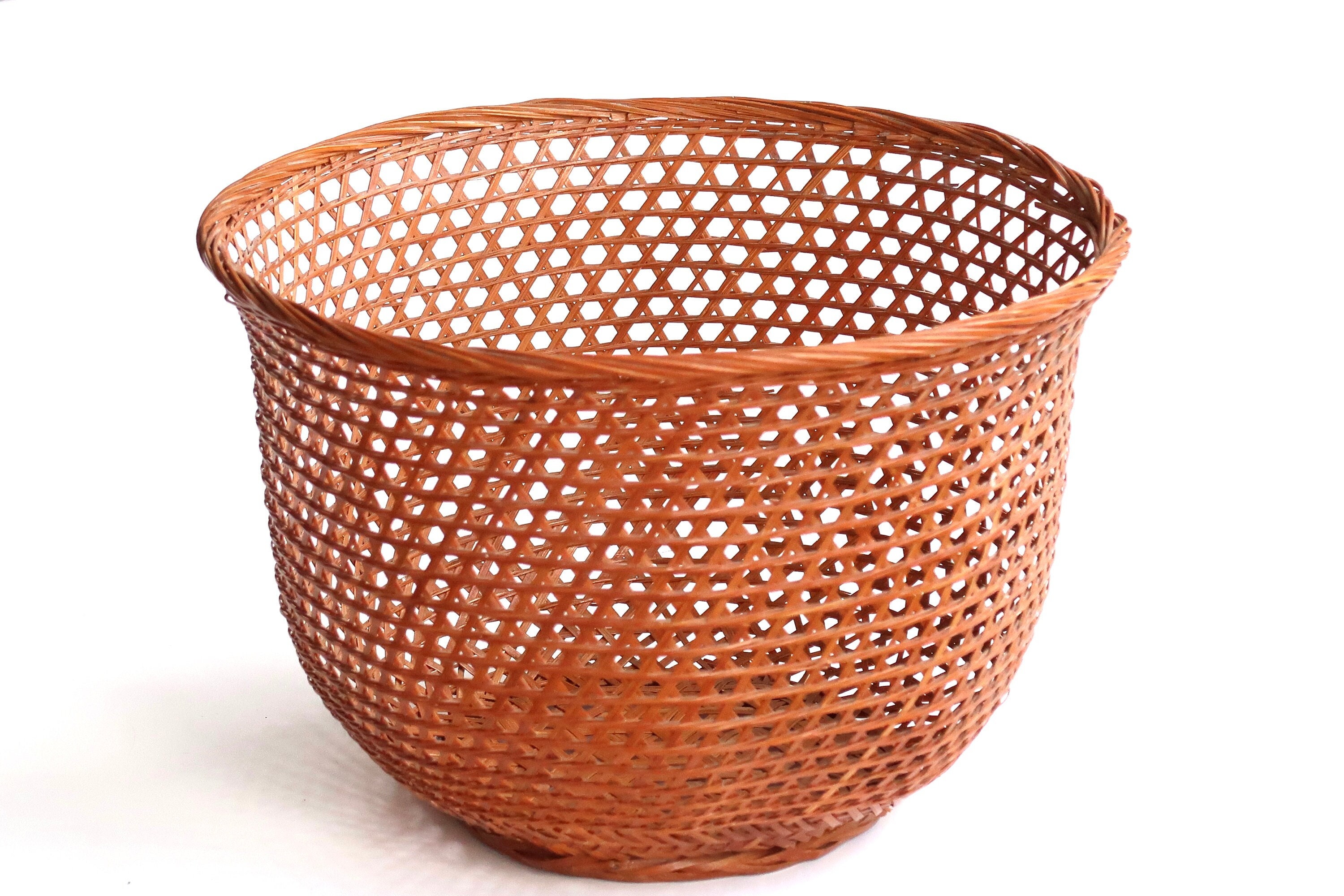 Cache Pot en Osier, Années 50 Vintage/Bohème Chic, Cottage, Campagne, Rustique, Rotin Bambou