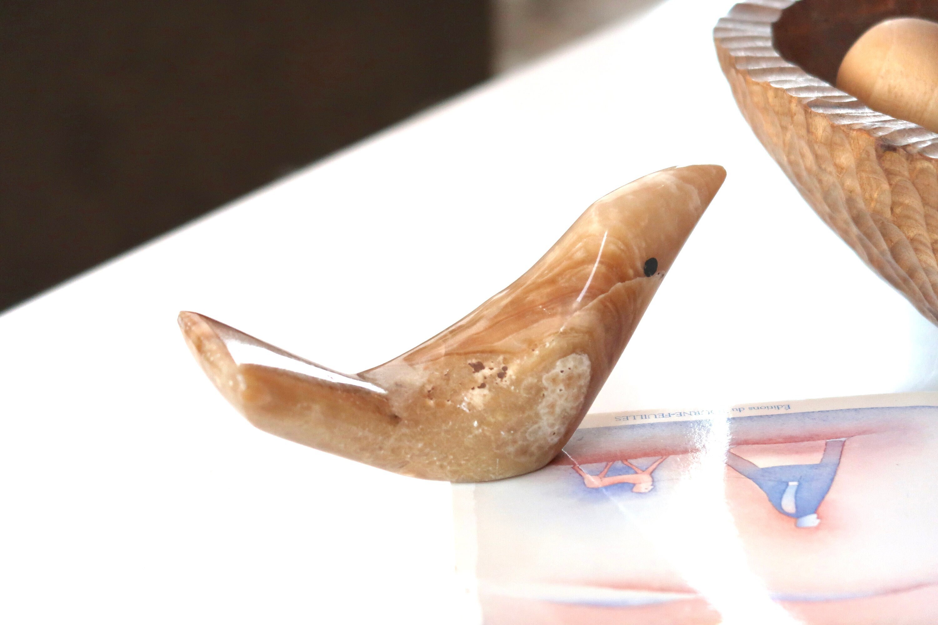 Oiseau, Colombe en Albâtre, Années 70/Sculpture, Pierre, Bohème Chic, Folk, Animal