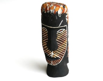 Carved wood sculpture head by Bede Tungutalum / Tiwi design, Australia, Oceania, Aboriginal art, totem