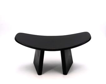Tabouret de méditation Shoggi noir en bois d'Alain Gaubert, années 80 vintage / style Japonais, minimaliste