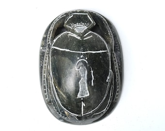 Egyptian carved stone scarab, paperweight, vintage / amulet, talisman, lucky charm, Egypt, home decor, sculpture