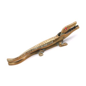 Brass crocodile nutcracker, 1970s / boho chic kitchen, folk, bohemian, savannah, tropical, alligator, sculpture animal