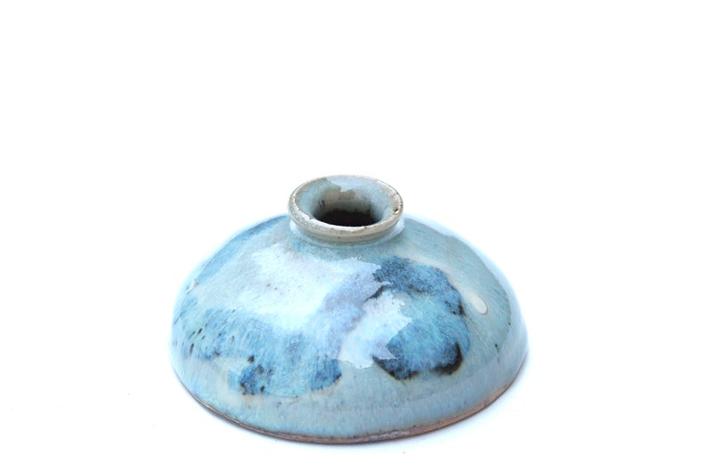 French ceramic vase, pale blue, 1970s / vintage, boho chic, folk, wabi sabi, country image 2