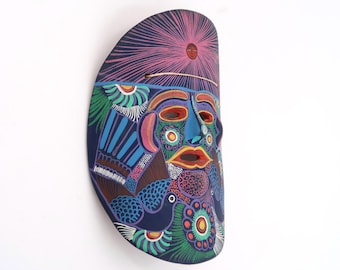 Mexican Terracotta Wall Mask, 1970s / Sun Face Bird, Folk Art, Ceramic Wall Decor