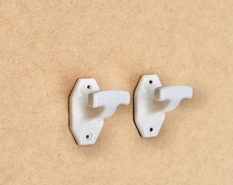 French Champs Elysées Paris porcelain hook hanger rack, floral decor, 1960s / bathroom, white, pink