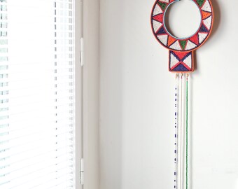 Vintage Kenyan mariage necklace : pearls, metal and leather, Massai / Samburu jewelry, 1980s Africa