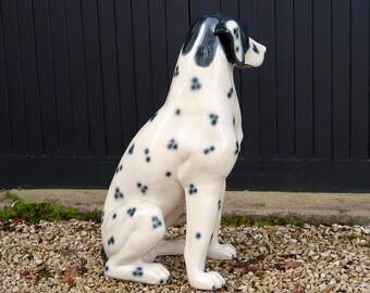 ダルメシアン犬の大型陶器像（66cm）、1980年代、ヴィンテージ、動物