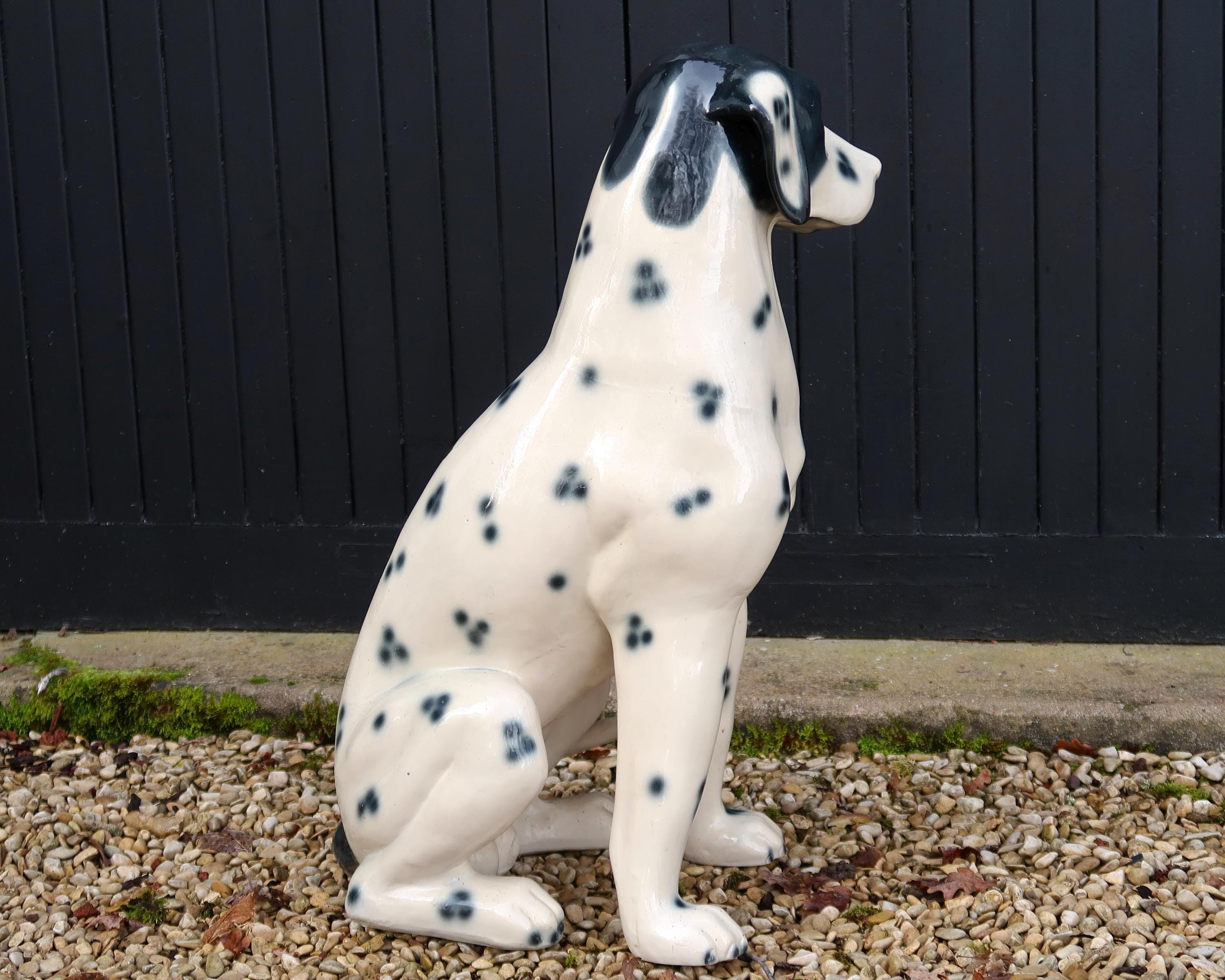 ダルメシアン犬の大型陶器像（66cm）、1980年代、ヴィンテージ、動物