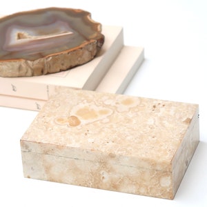 Stone jewelry box, 1970s / marble, boho chic bohemian folk, pastel, bathroom, case storage