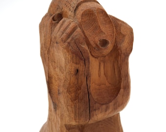 Sculpture en bois signée Yan Pikerkoade Coat-Méal, Bretagne années 70 / Folk, Boheme chic