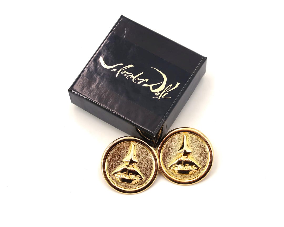Boucles D'oreilles Vintage Parfum DALI Années 80 - Dorées, Jamais Portées