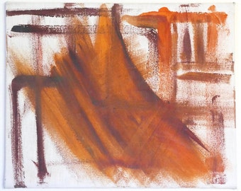 French abstract painting, 1960s / orange, brown, vintage, abstraction