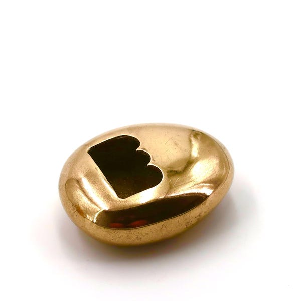 French bronze bottle opener pebble sculpture by Monique Gerber, 1970s / paperweight, art, Constantin Brancusi style