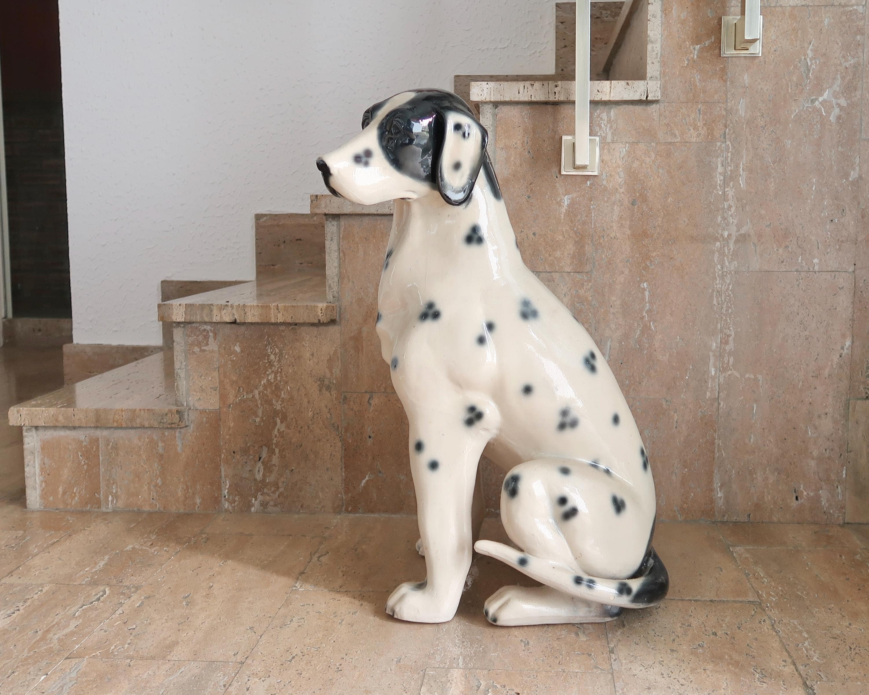 1980s HUGE Ceramic Dalmatian Dog Statue / Vintage, Home