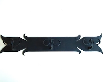 French iron coat rack, 1950s / hanger, rustic, farmhouse, country, cottage, boho chic, France, castle
