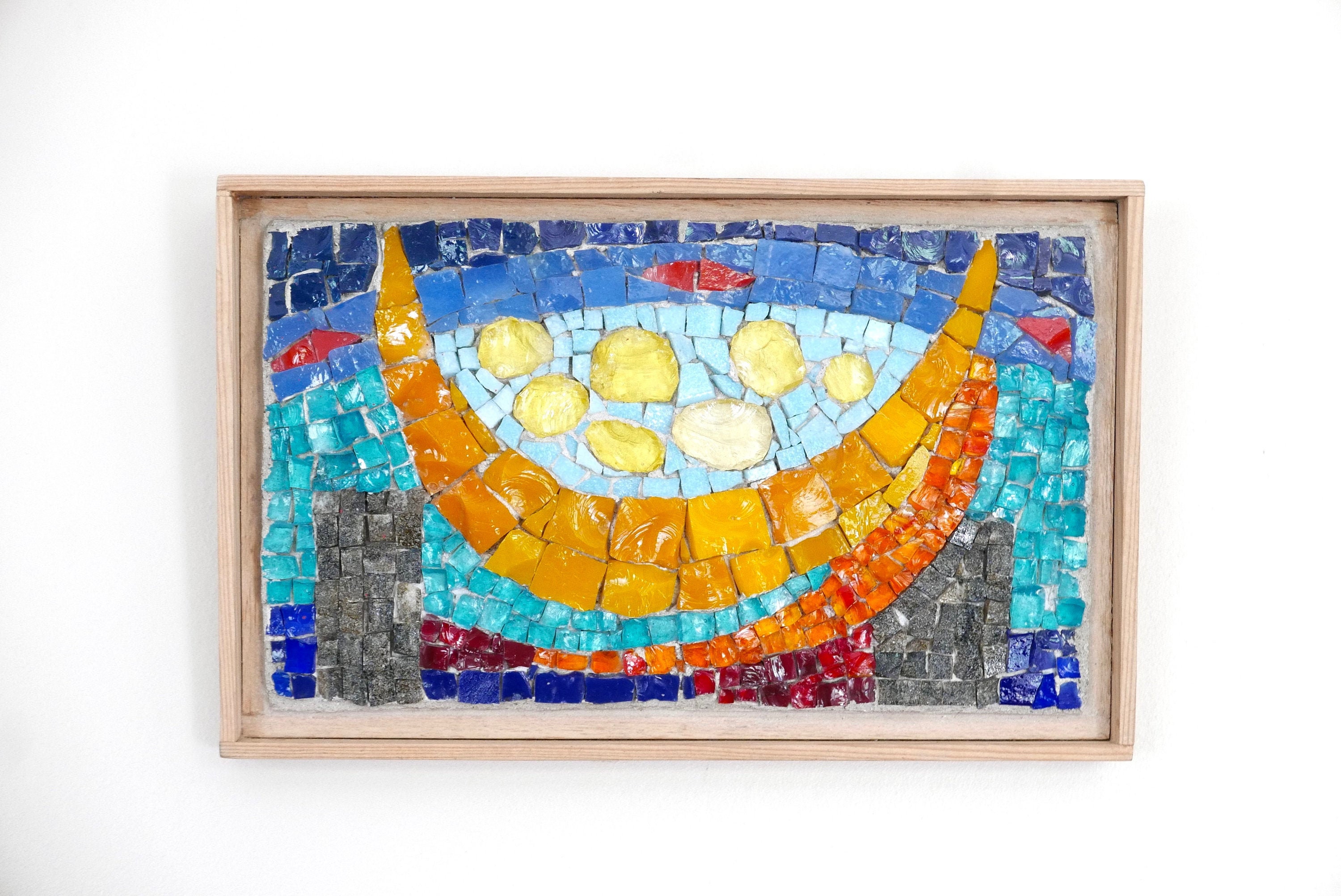 Tableau Abstrait en Mosaïque de Laurence Delu et Lars Nielsen, Années 70/Céramique, Art, Décor Mural