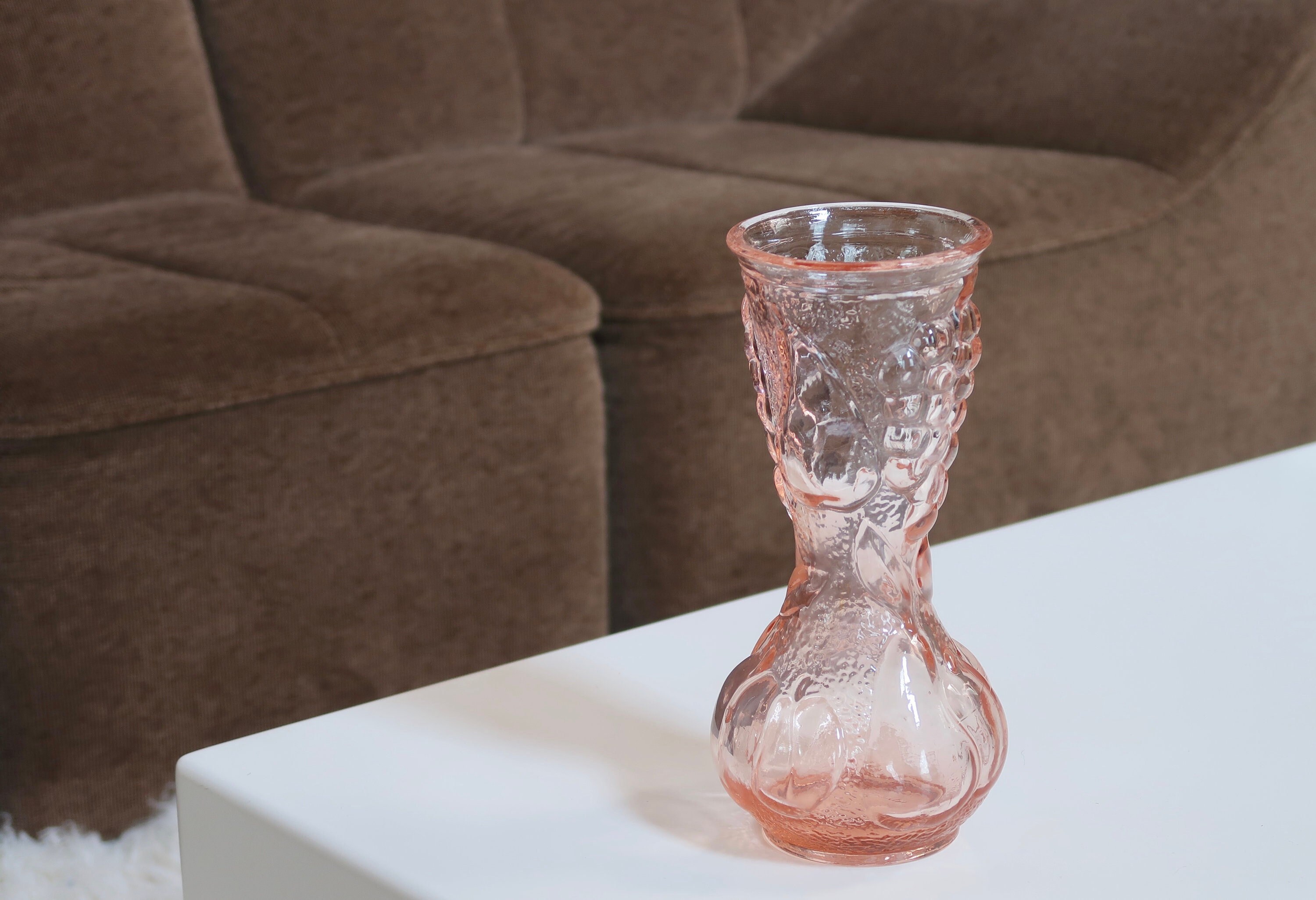 Vase en Verre Rose Pâle, Verrerie Italienne, Années 60/Empoli, Made in Italy, Carafe, Italie Vintage