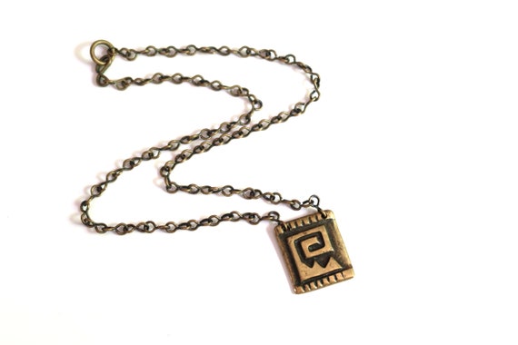 Collier Buffet Vintage En Bronze - Motif Inca/Aztèque, Années 70, Très Bon état