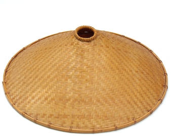 LARGE Vintage wicker pendant light, 1970s / vintage lamp boho bohemian folk natural lighting
