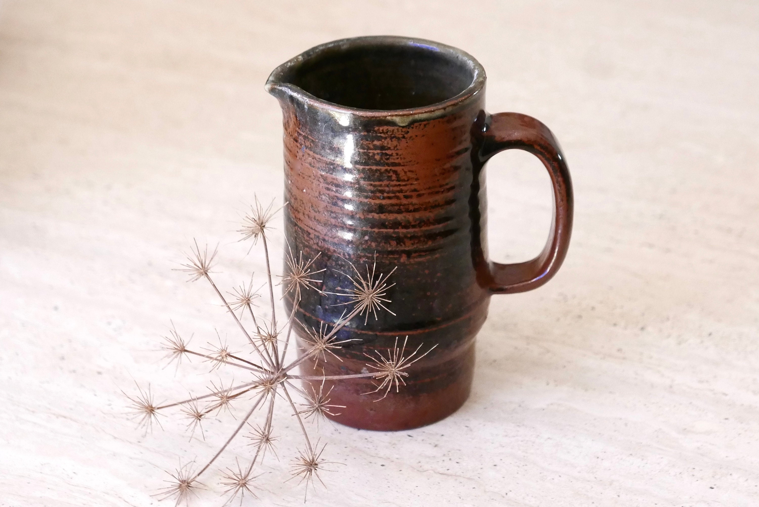 Pichet en Grès, Années 70/Vintage Céramique Rustique Campagne Bohème Chic Folk Cottage Cuisine