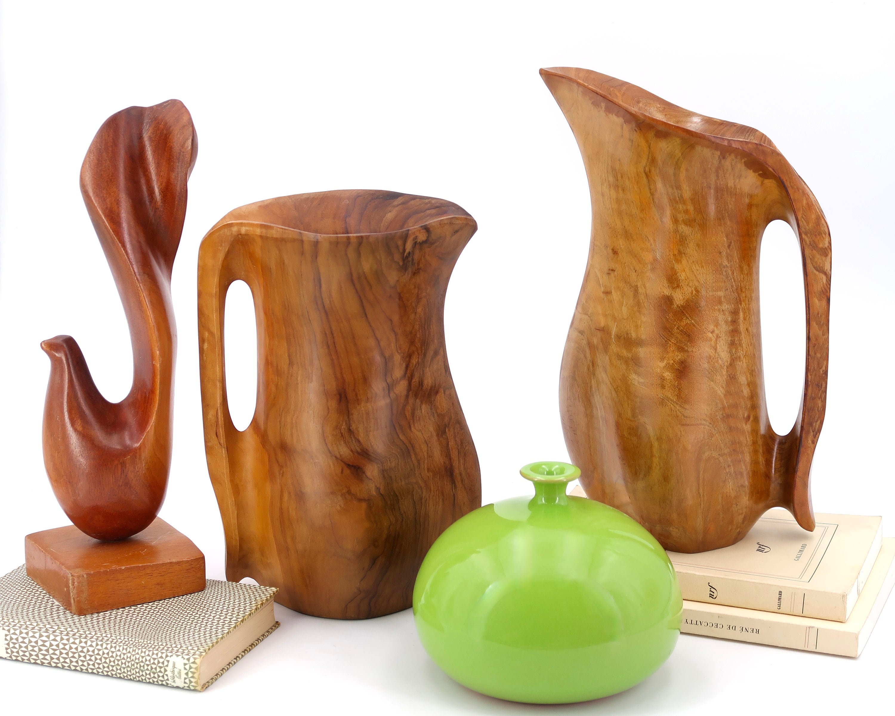 Spanish Wood Pitcher, 1960s / Vase, Wabi Sabi, Boho Chic, Folk Art