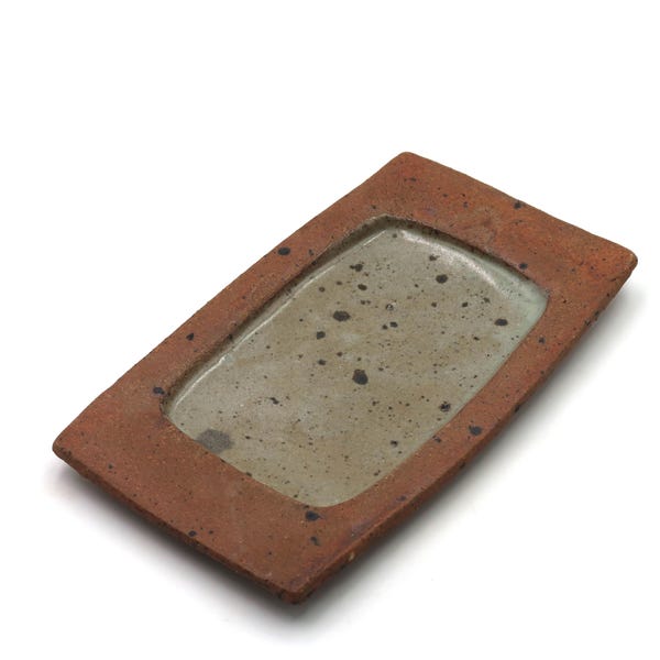 French stoneware rectangular ceramic tray or dish by Gustave Tiffoche, 1960s / Ring jewelry, Bathroom plate, Home decor, Soap dish