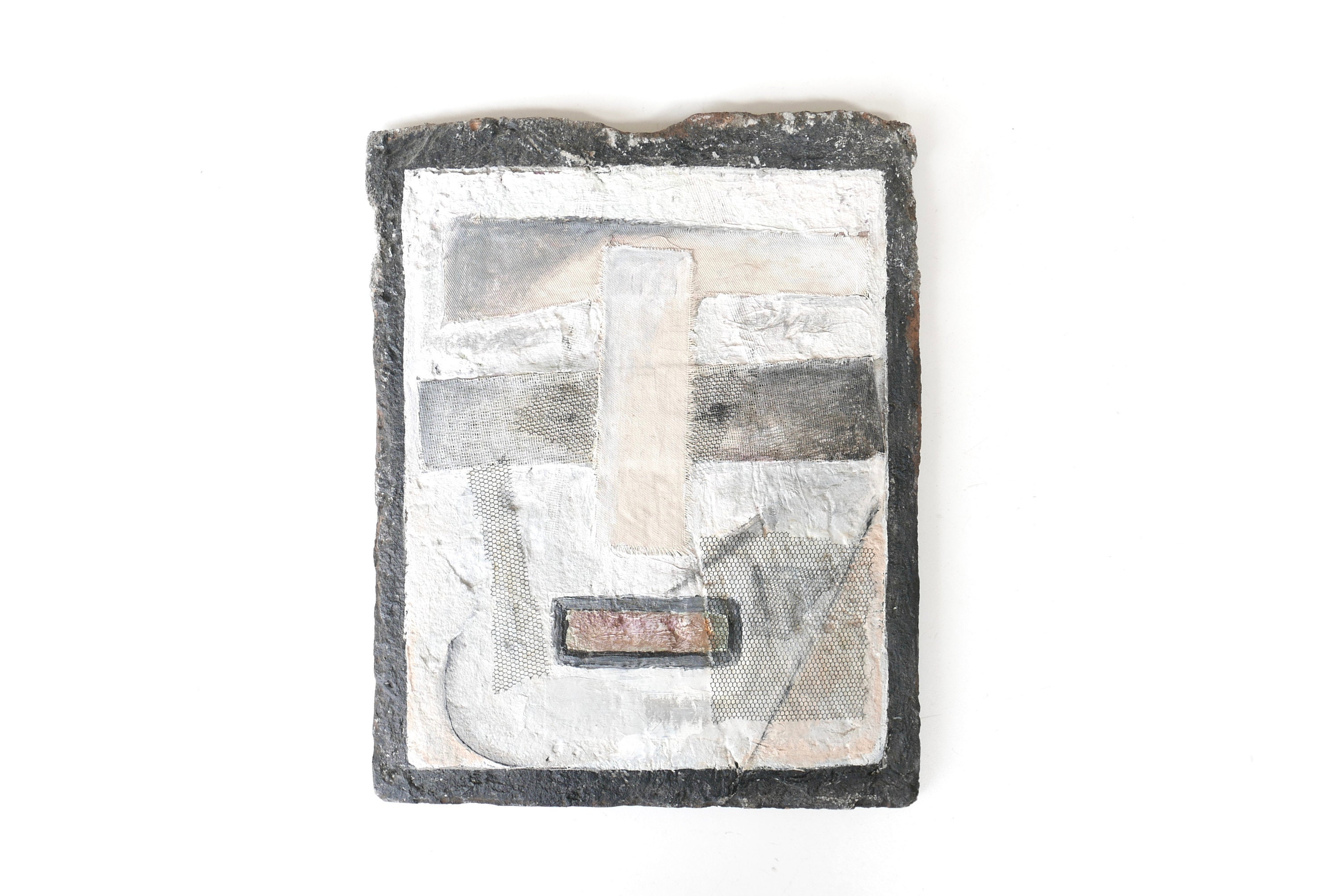 Plaque Murale en Céramique, Visage, Technique Mixte, Vintage/Décoration Murale, Blanc, Vert, Portrai