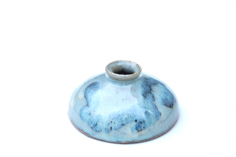 French ceramic vase, pale blue, 1970s / vintage, boho chic, folk, wabi sabi, country image 3
