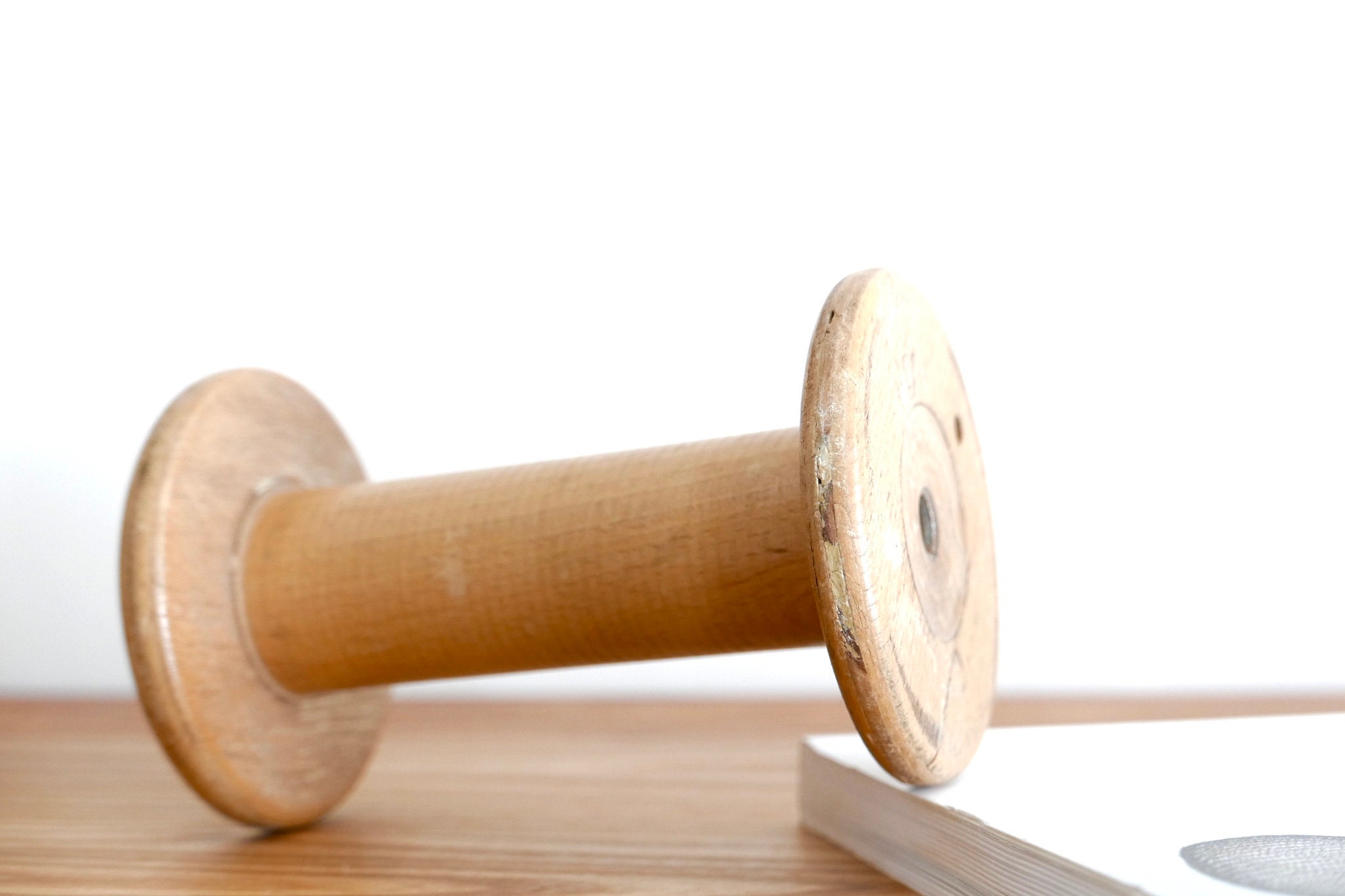 Grande Bobine de Fil en Bois Scaglia Italy, Années 60 1960 Vintage/Ruban Mercerie Couture Couturière