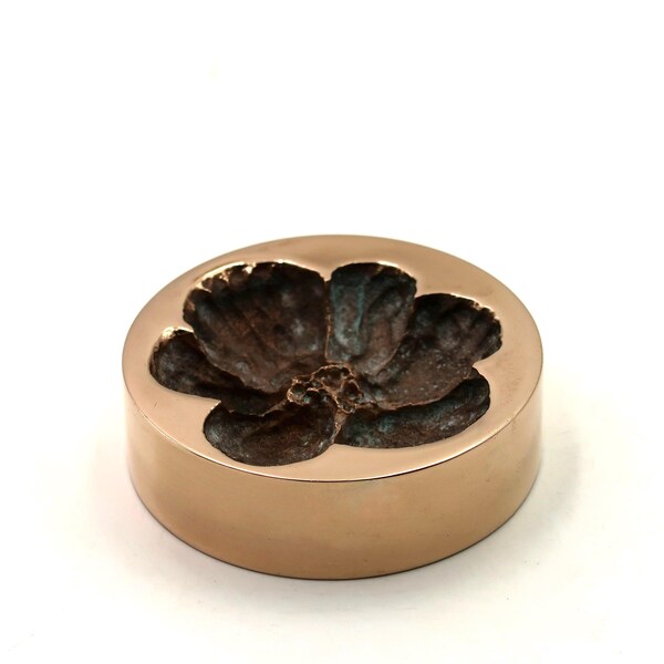 French bronze paperweight sculpture by Monique Gerber, 1970s / Herbarium, Art, Flower, Home decor