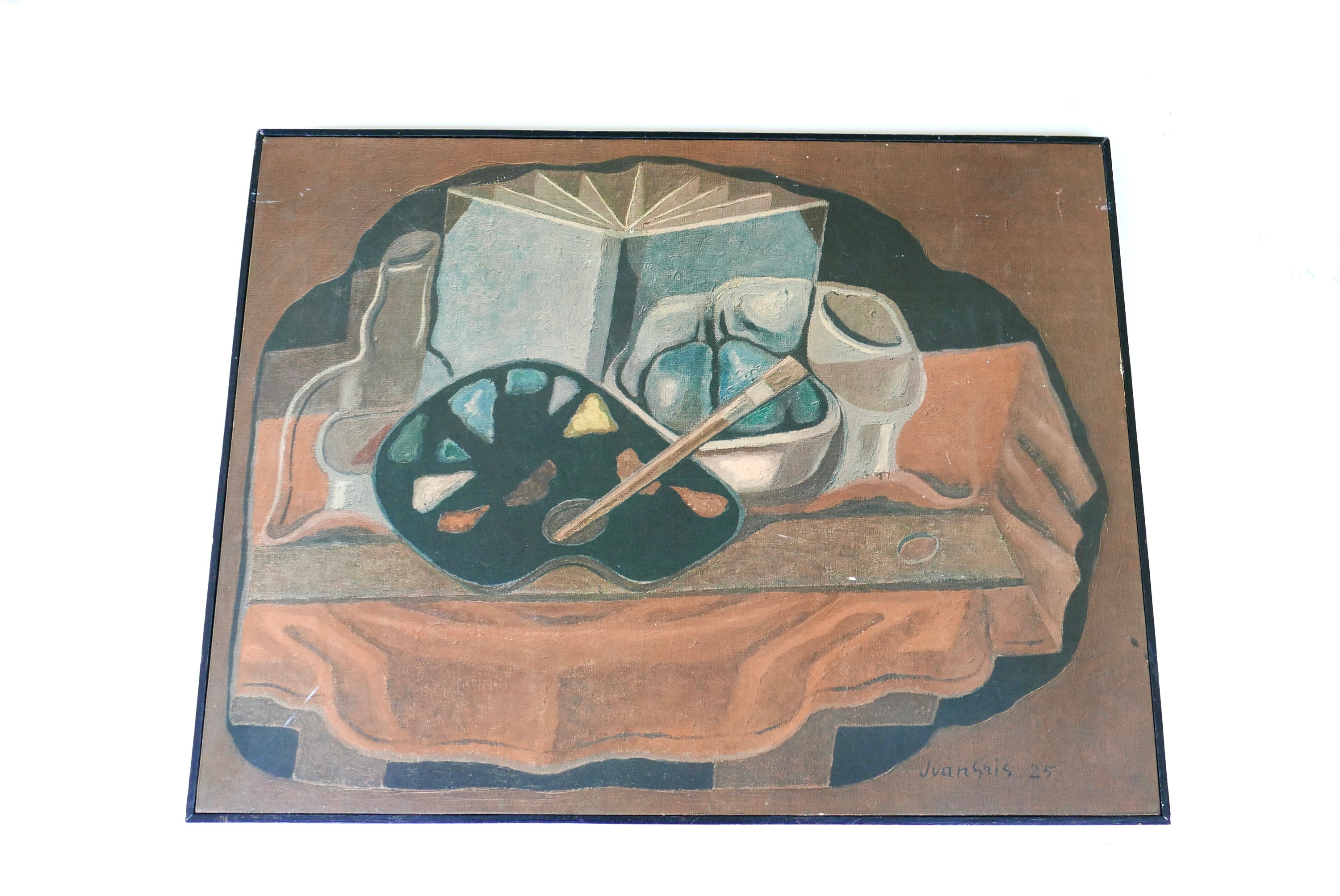 Reproduction Ancienne de Juan Gris, Nature Morte à La Palette, L'atelier Epinal, Années 50/Art, Pein