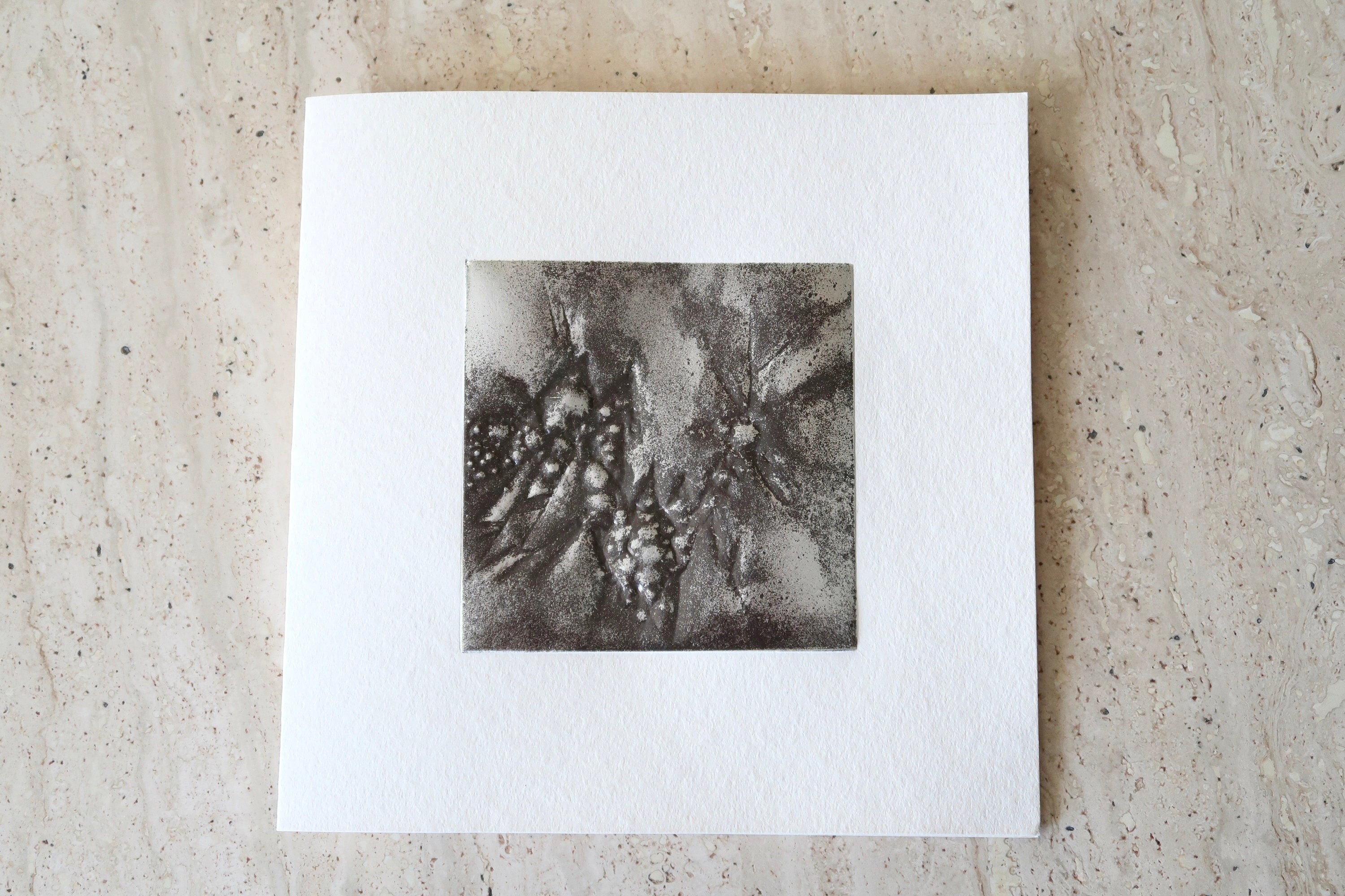 Gravure de Pierre Sabatier, Carte Voeux Vintage/Art, Abstrait, Argenté, Institut Dr Forster, Reutlin