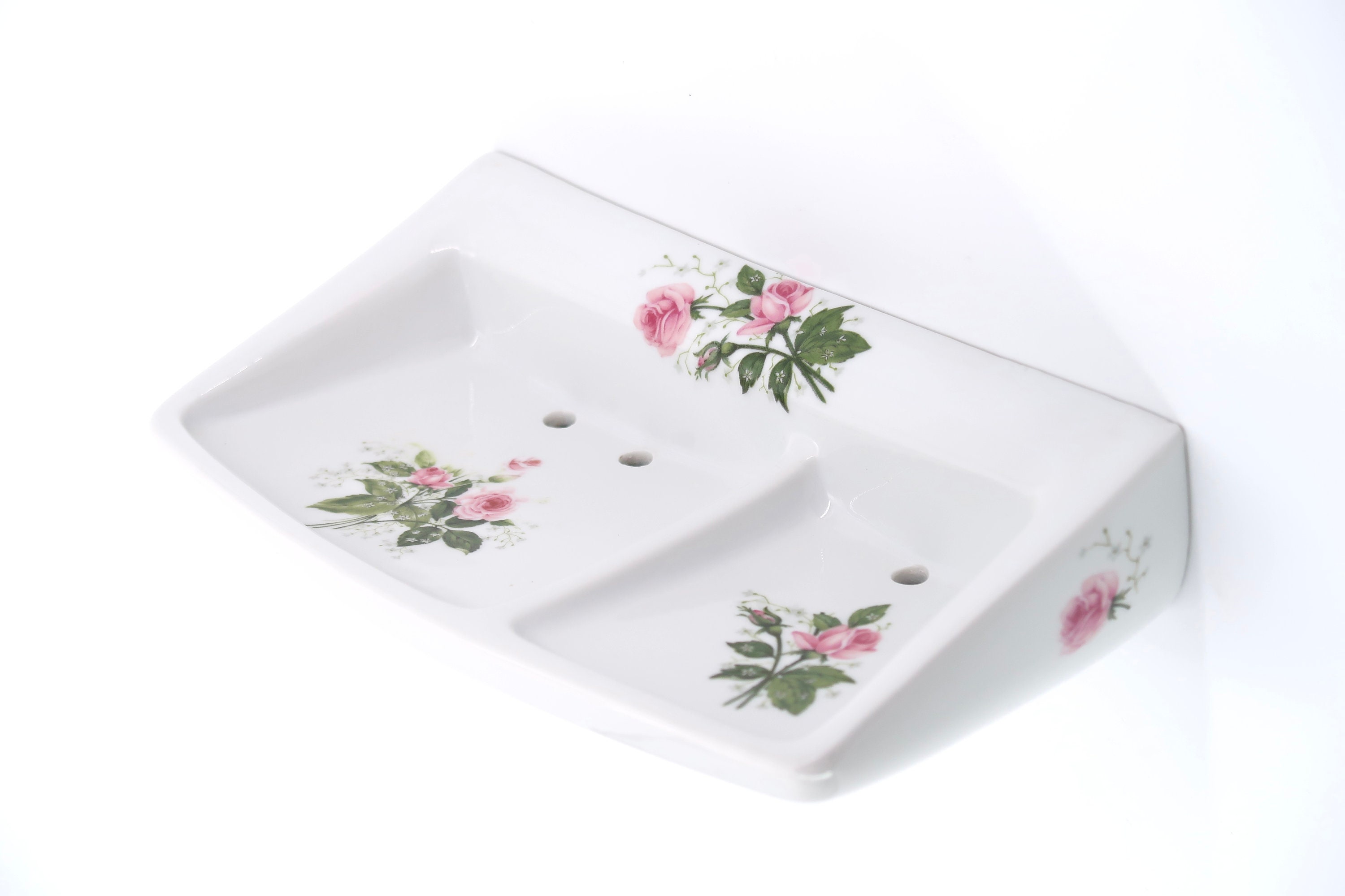 Accessoires Salle De Bain Vintage Paris Limoges - Porcelaine Noir Et Blanc - Très Bon état